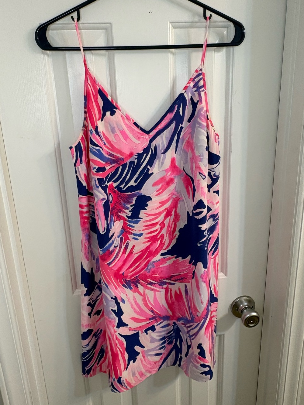 Coastal Lilly Pulitzer Dusk 100% Silk Pink Blue Floral Slip Dress XS Resort